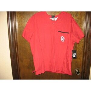 Scrub Dudz OU Oklahoma Sooners Red Crimson Scrub Top Size M NEW WITH TAGS NWT